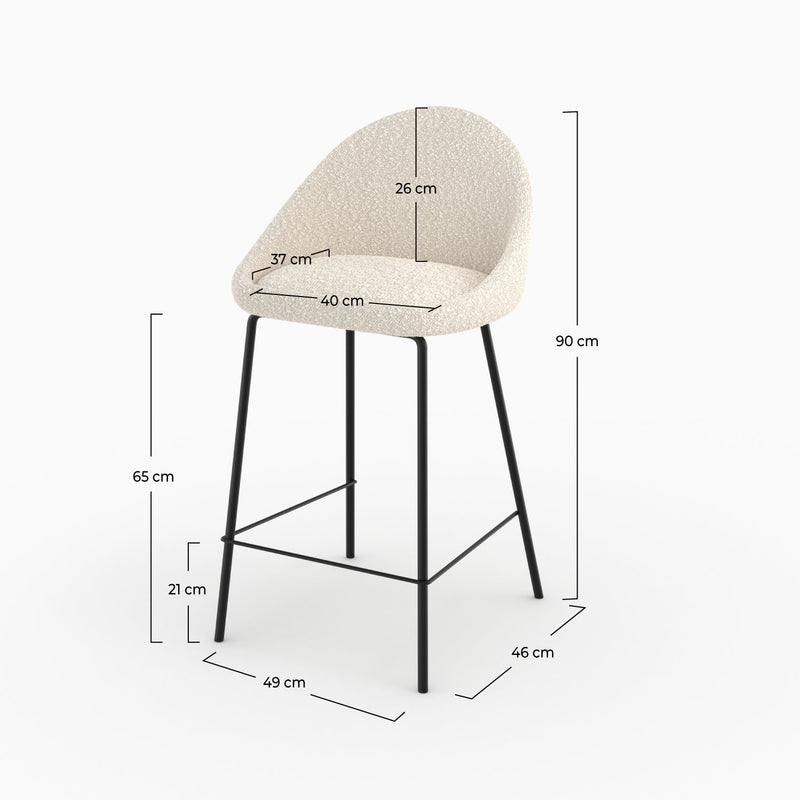 Chaise pour îlot central Misty effet laine bouclette blanche 65 cm