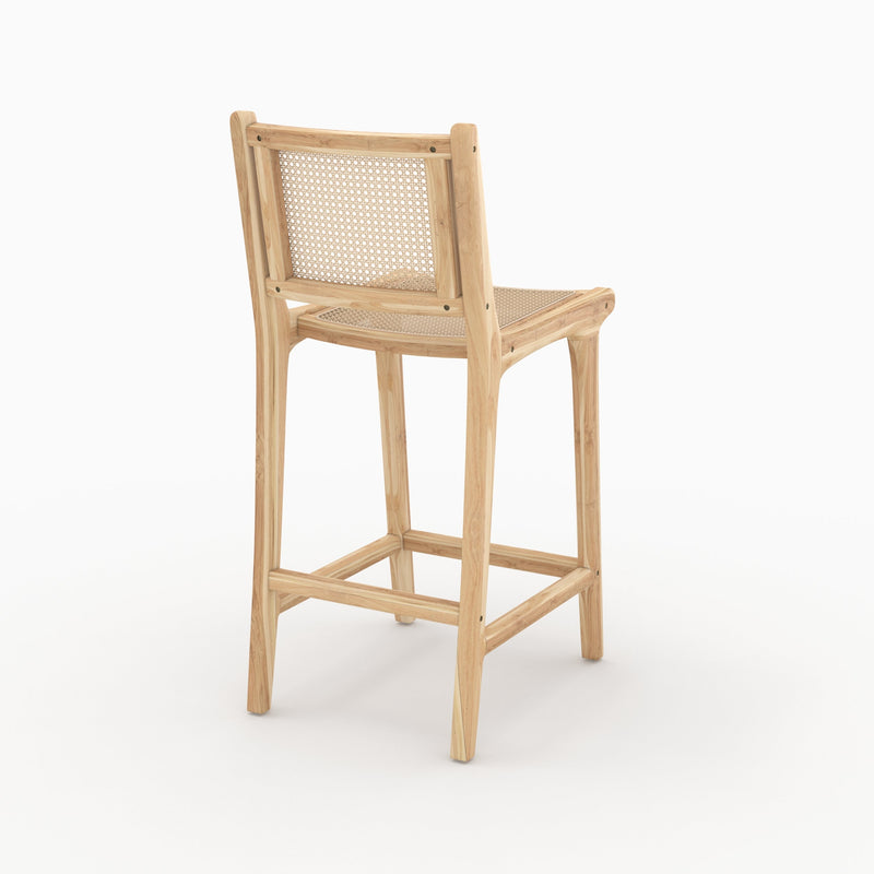 Chaise pour îlot central Kyla en teck et rotin 66,5 cm (lot de 2)