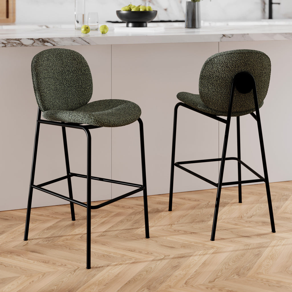 Iris - Lot De 2 Chaises Pour Îlot Central En Tissu Bouclé Vert