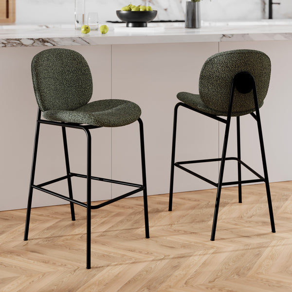 Iris - Lot De 2 Chaises Pour Îlot Central En Tissu Bouclé Vert