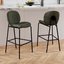 Chaise pour îlot central Iris en tissu bouclé vert kaki 63,5 cm (lot de 2)