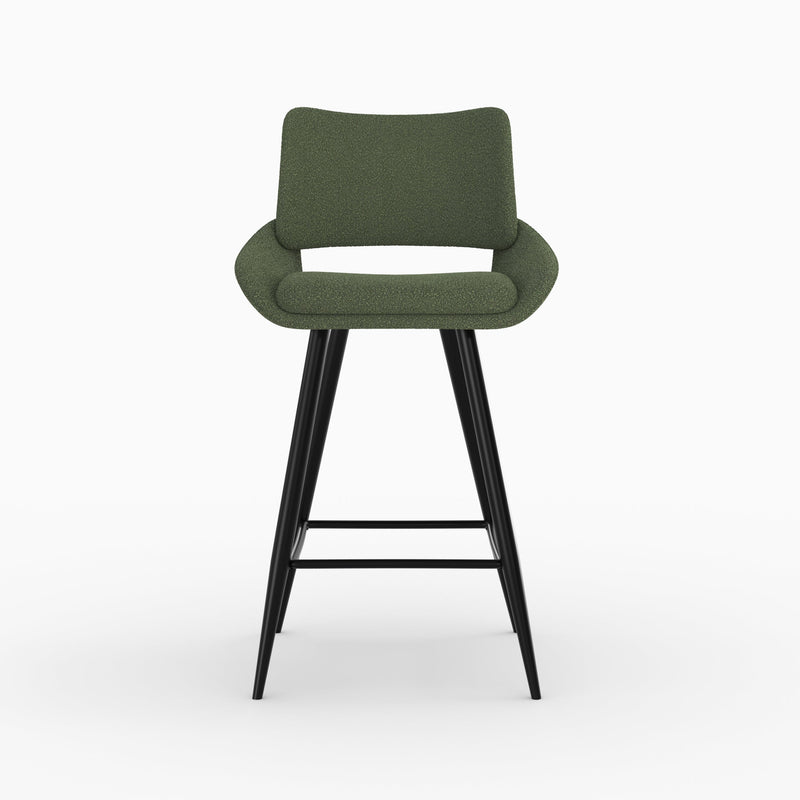 Chaise pour îlot central Alfy en tissu bouclé vert 66 cm (lot de 2)
