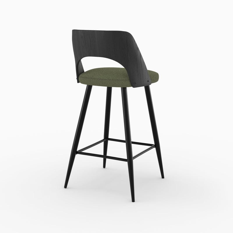 Chaise pour îlot central Mindy tissu bouclé vert kaki 66 cm (lot de 2)