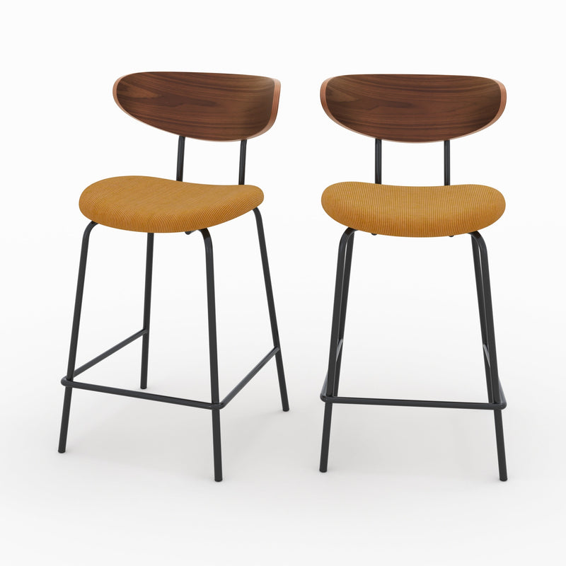 Set of 2 Jade Bar Stools - Yellow