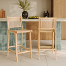 Chaise pour îlot central Kyla en teck et rotin 66,5 cm (lot de 2)