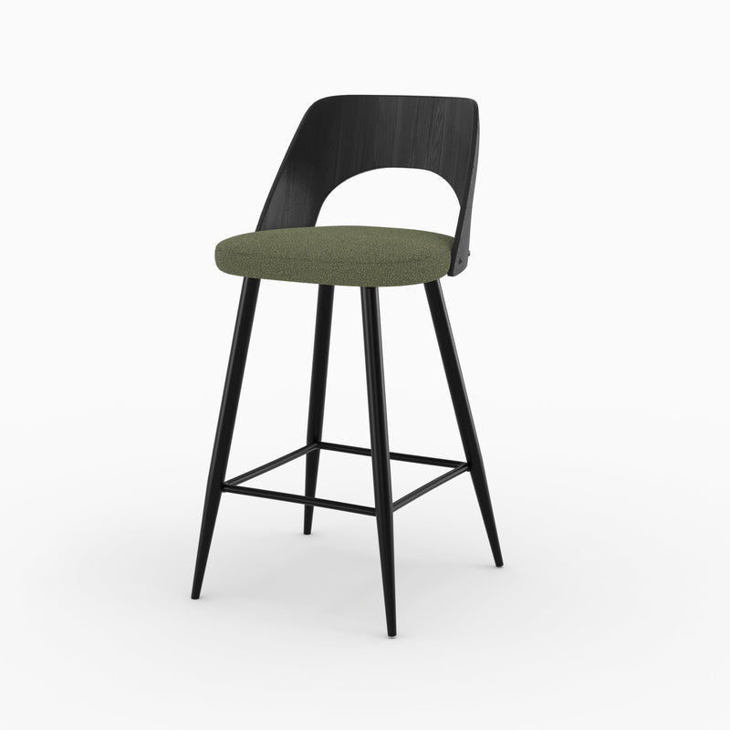 Chaise pour îlot central Mindy tissu bouclé vert kaki 66 cm (lot de 2)