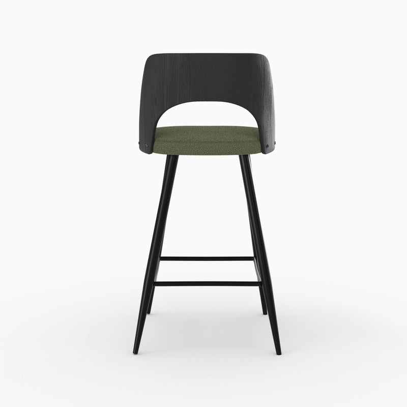 Chaise pour îlot central Mindy tissu bouclé vert kaki 66 cm (lot de 2)