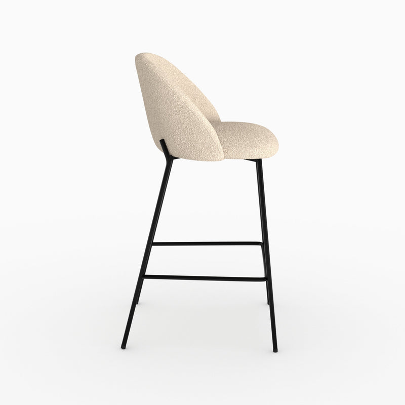 Chaise pour îlot central 66 cm Karl en tissu bouclé beige (lot de 2)