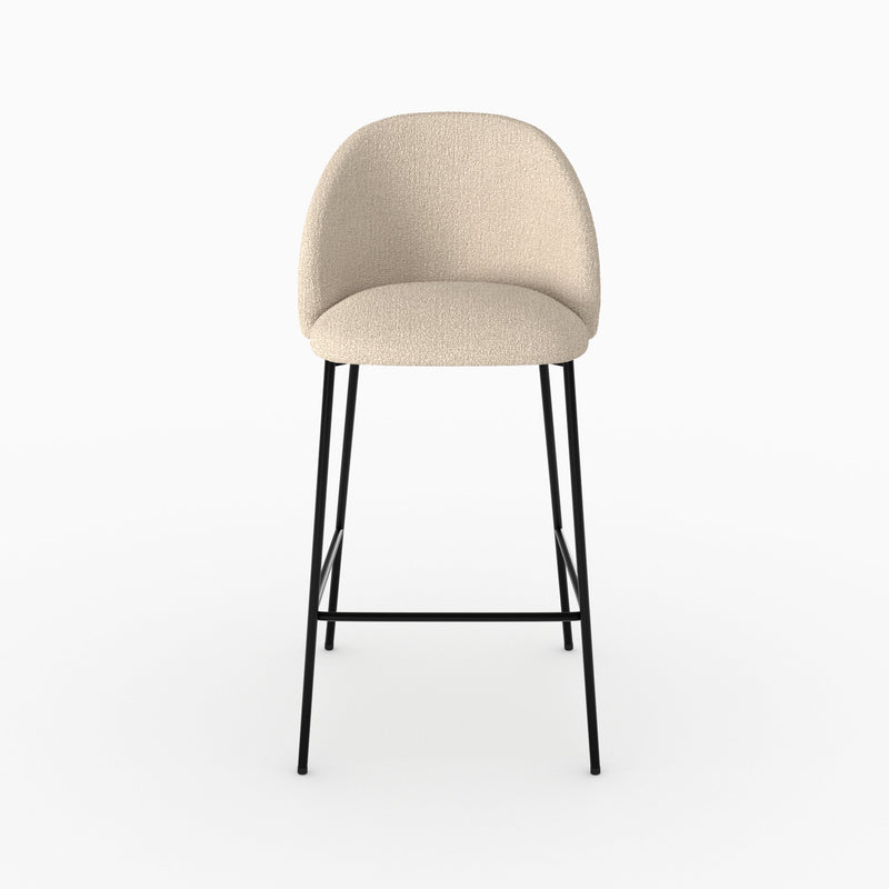 Chaise pour îlot central 66 cm Karl en tissu bouclé beige (lot de 2)