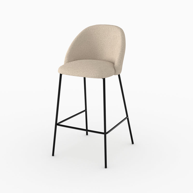 Chaise pour îlot central 66 cm Karl en tissu bouclé beige (lot de 2)
