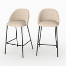 Chaise pour îlot central 66 cm Karl en tissu bouclé beige (lot de 2)