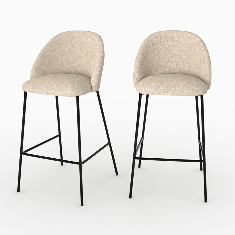 Chaise pour îlot central 66 cm Karl en tissu bouclé beige (lot de 2)