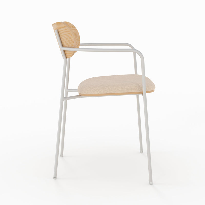 Lot de 2 chaises Marine en tissu beige et placage en bois clair