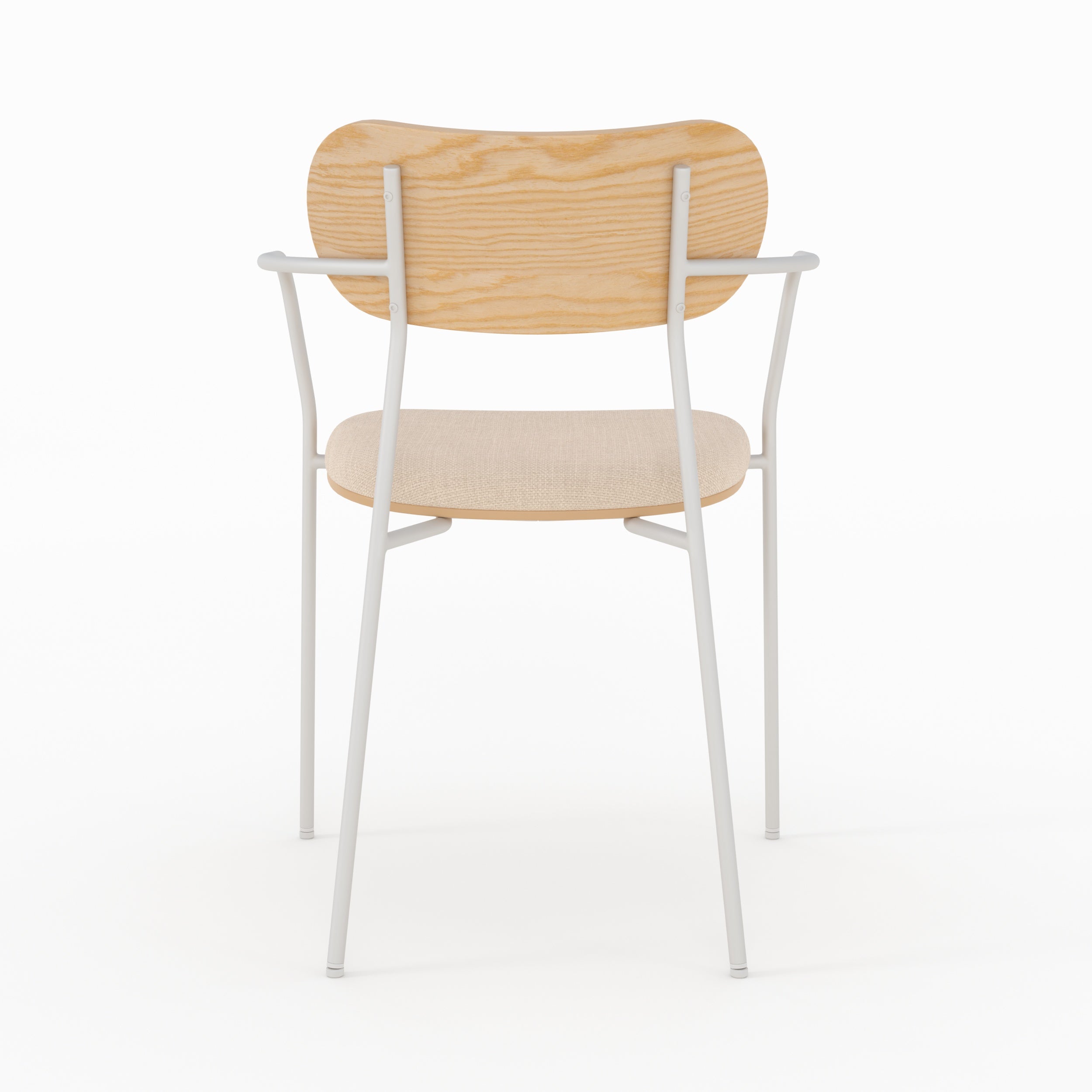 Marine - Set of 2 Chairs in Beige Fabric and Light Wood Veneer