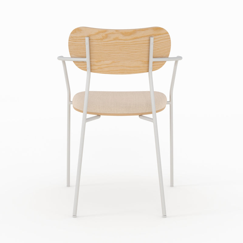 Lot de 2 chaises Marine en tissu beige et placage en bois clair