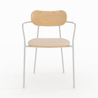 Marine - Set of 2 Chairs in Beige Fabric and Light Wood Veneer