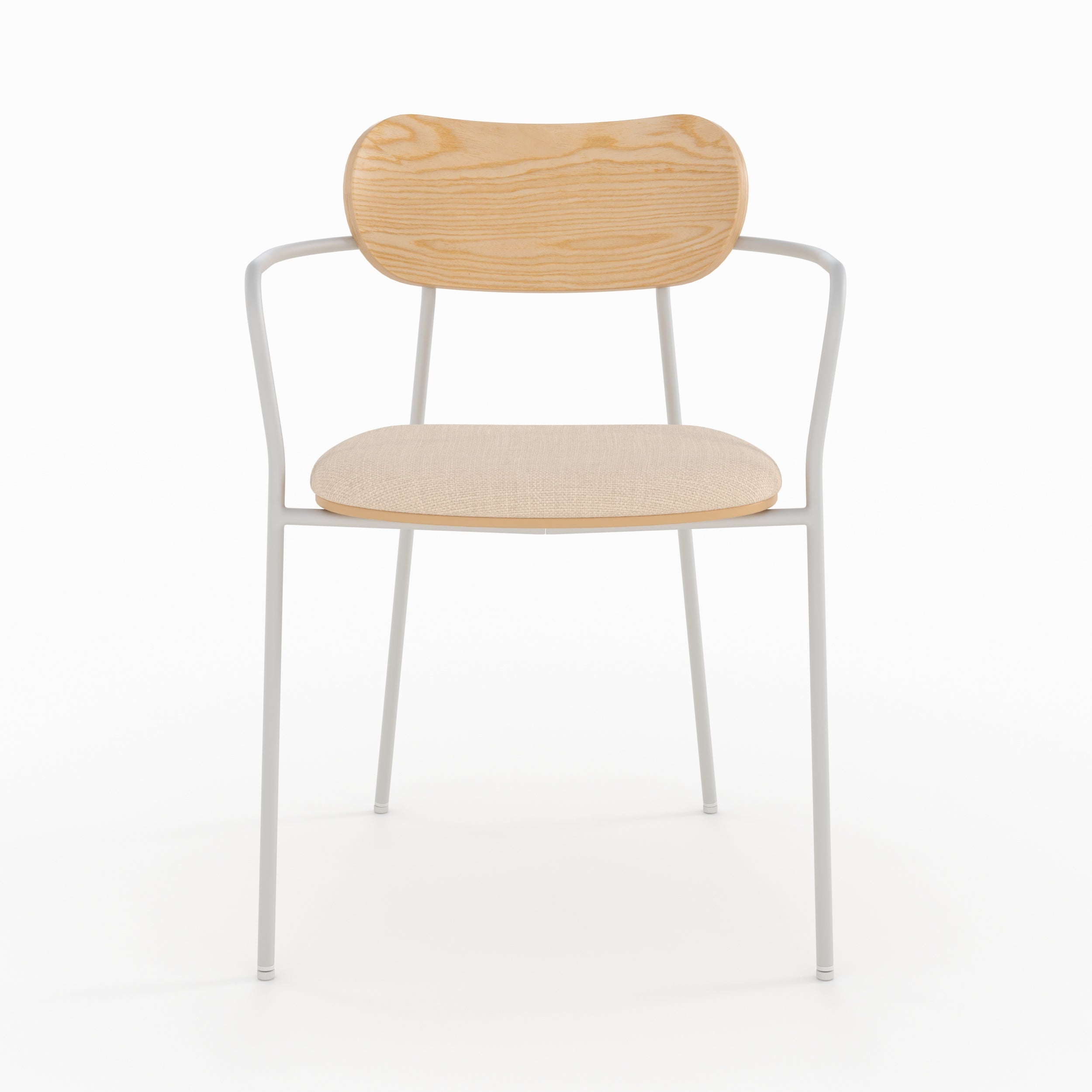 Marine - Set of 2 Chairs in Beige Fabric and Light Wood Veneer