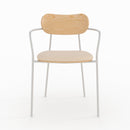 Lot de 2 chaises Marine en tissu beige et placage en bois clair