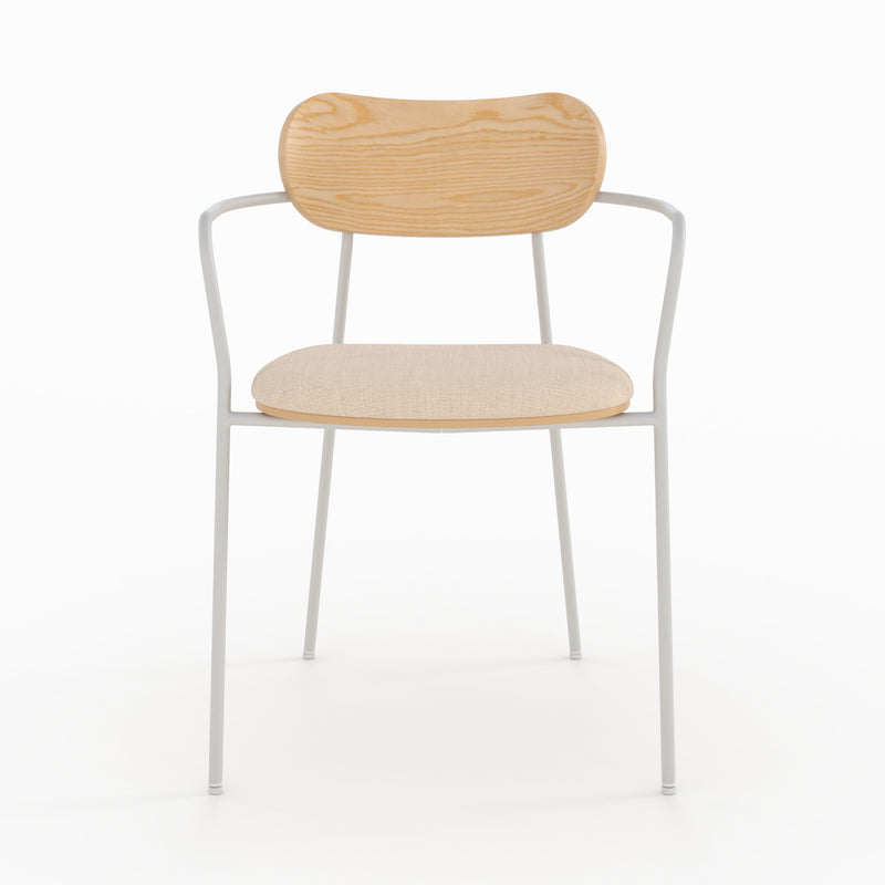 Lot de 2 chaises Marine en tissu beige et placage en bois clair