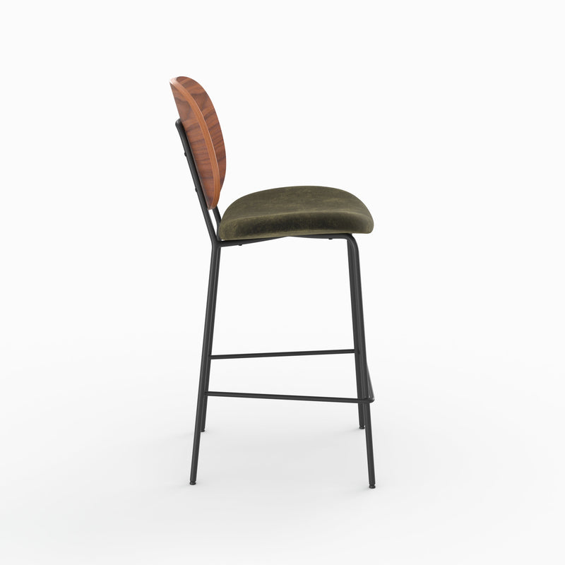 Chaise pour îlot central Simone 65,5 cm en velours vert kaki (lot de 2)