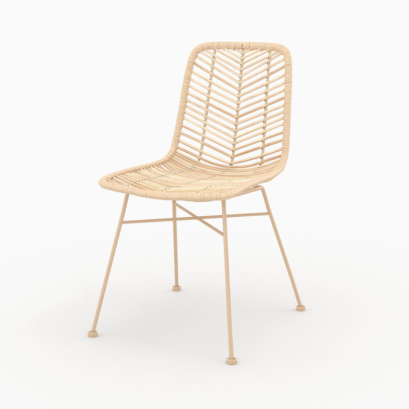 Chaise Tamara en rotin naturel pieds beiges (lot de 2)