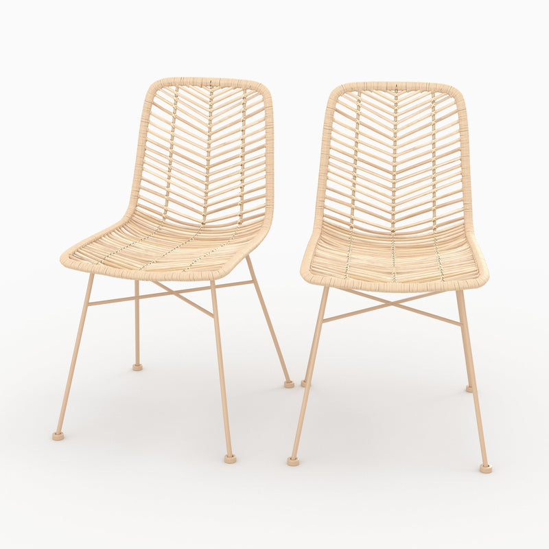 Chaise Tamara en rotin naturel pieds beiges (lot de 2)