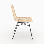 Tamara - Lot De 2 Chaises En Rotin Naturel Et Pieds En Métal Noir