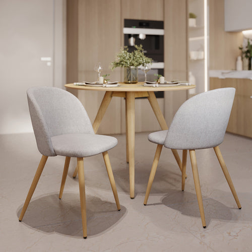 Cozy - Lot De 2 Chaises En Tissu Taupe Chiné Clair Et Pieds En Métal