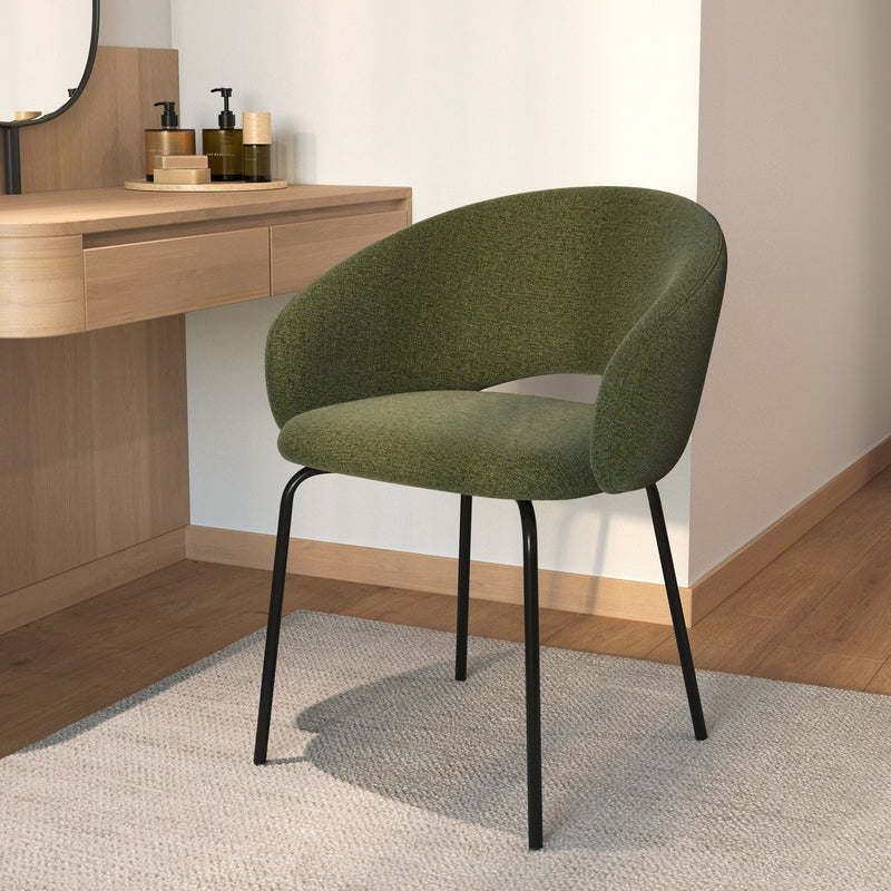 Chaise Milly en tissu vert chiné