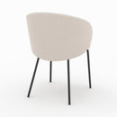 Chaise Victoria en tissu beige et pieds en métal noir (lot de 2)