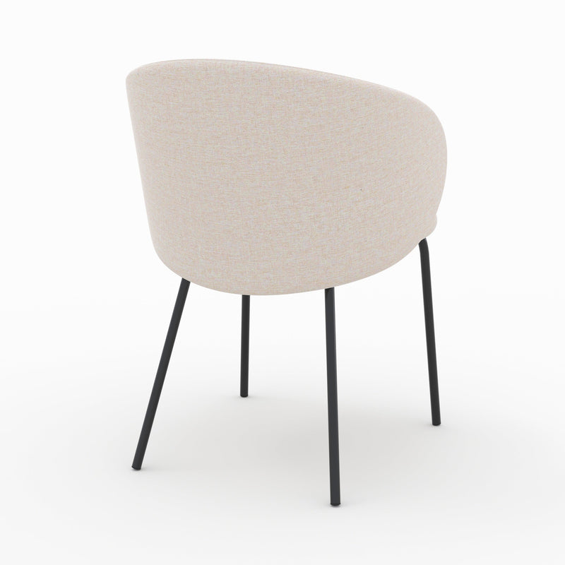 Chaise Victoria en tissu beige et pieds en métal noir (lot de 2)