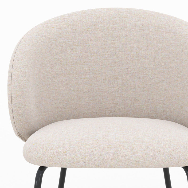 Chaise Victoria en tissu beige et pieds en métal noir (lot de 2)
