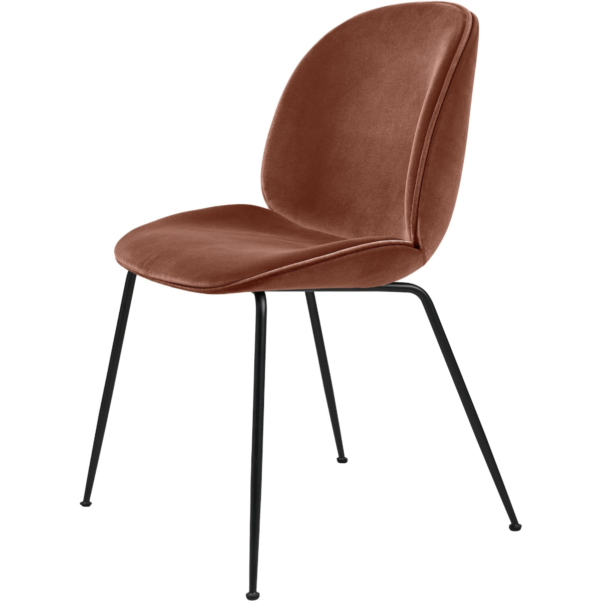 GUBI - Beetle Chair - Matt Black Base - Seat and Backrest in Dandy Rusty Red 303 Fabric - Cat. B