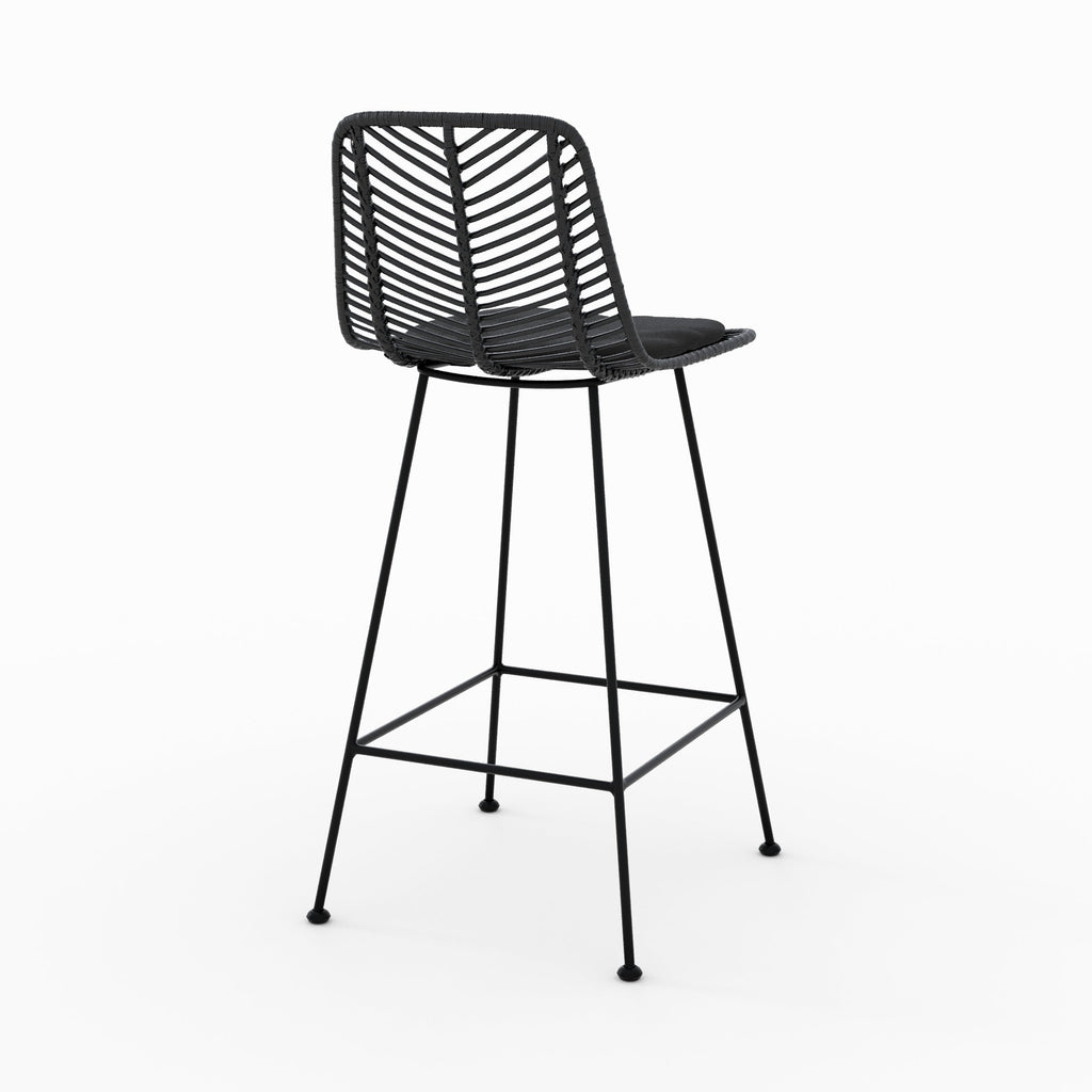 Tamara - Lot De 2 Chaises Pour Îlot Central En Rotin Noir