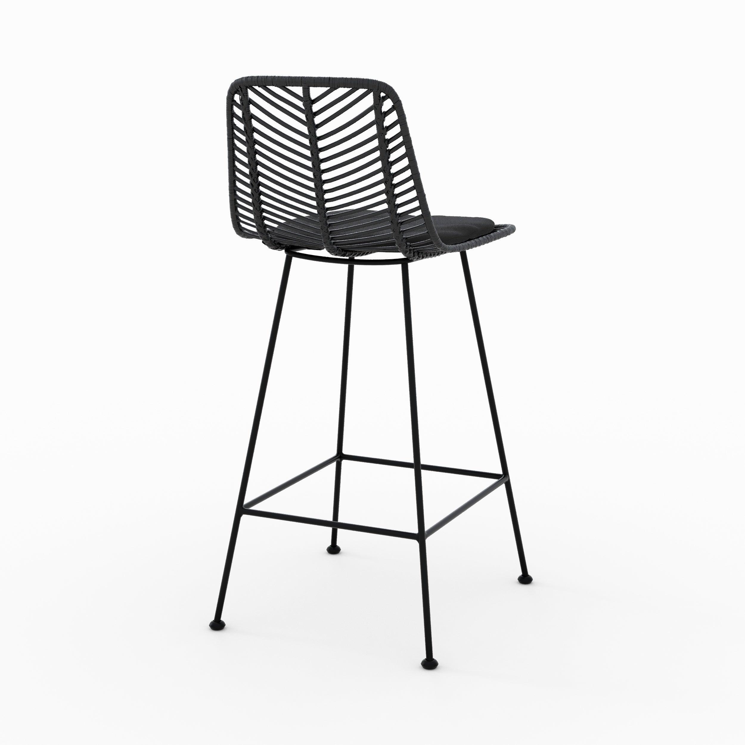 Tamara - Lot De 2 Chaises Pour Îlot Central En Rotin Noir