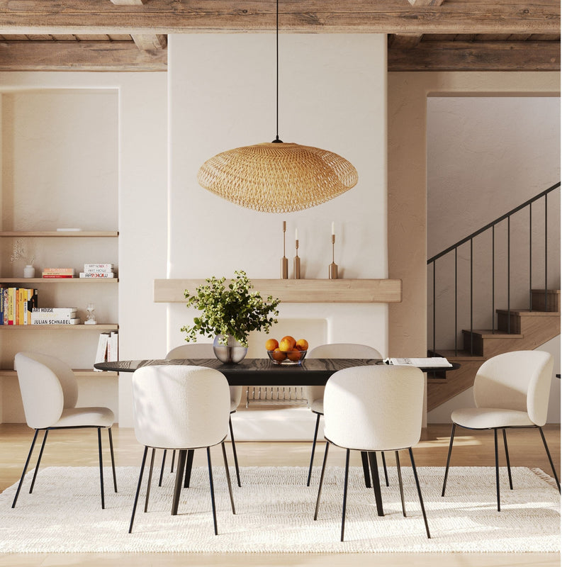Lot de 2 chaises Bulle en tissu doux blanc, pieds métal noir