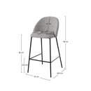 Chaise de bar Karl en tissu gris clair 66 cm (lot de 2)