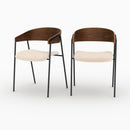 Lot de 2 chaises Esmée en velours blanc cassé et bois de noyer