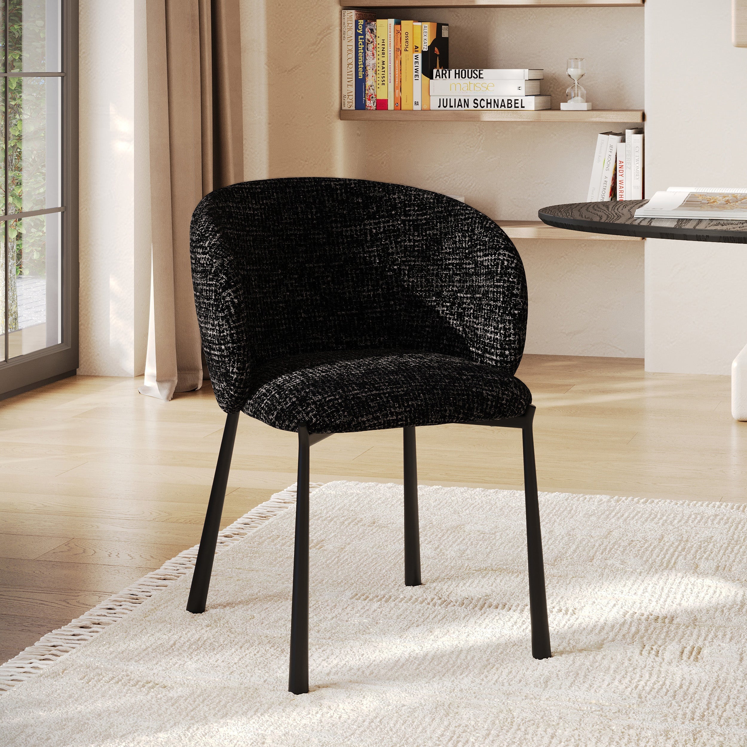 Danaë - Black Textured Fabric Chair