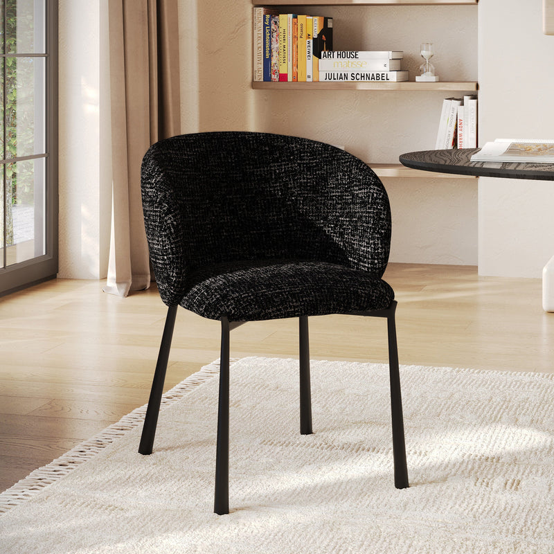 Chaise Danaë en tissu texturé noir