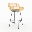 Lot de 2 chaises pour îlot central 66 cm Pops en rotin et tissu noir