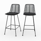 Tamara - Lot De 2 Chaises Pour Îlot Central En Rotin Noir