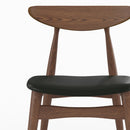 Lot de 2 chaises Josette en cuir synthétique noir et bois d'hévéa