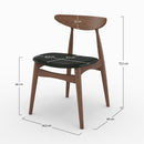 Lot de 2 chaises Josette en cuir synthétique noir et bois d'hévéa