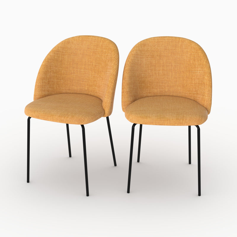 Lot de 2 chaises Karl en tissu texturé jaune moutarde