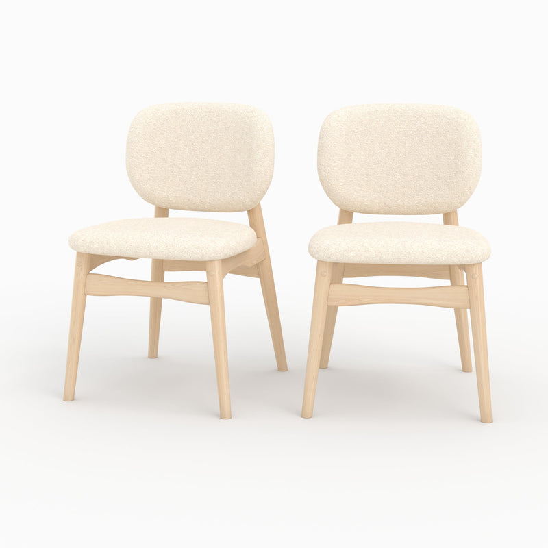 Lot de 2 chaises Paulette en tissu bouclé beige