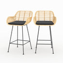 Lot de 2 chaises pour îlot central 66 cm Pops en rotin et tissu noir