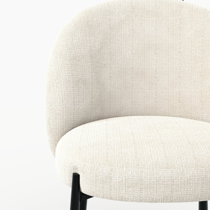 Lot de 2 chaises Pulpy en velours chenillé écru et métal noir