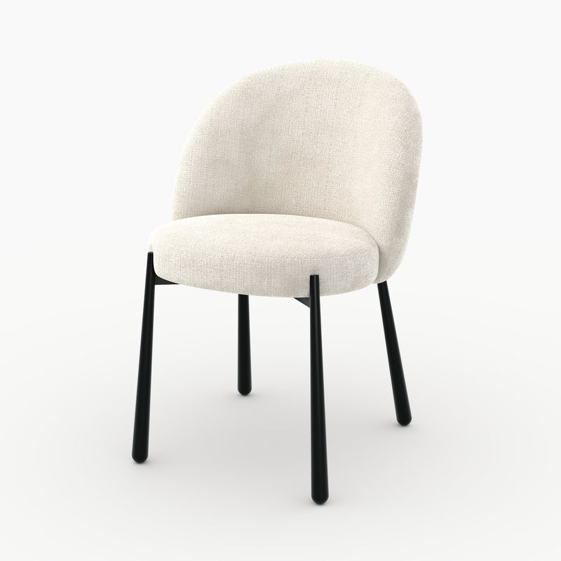 Lot de 2 chaises Pulpy en velours chenillé écru et métal noir