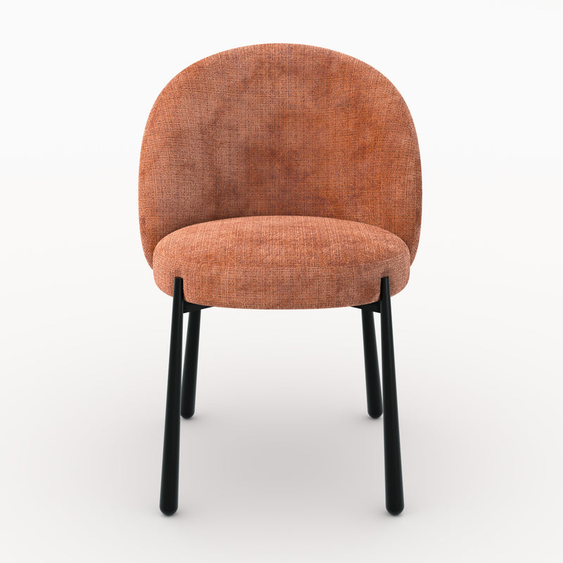 Lot de 2 chaises Pulpy en velours chenillé terracotta et métal noir